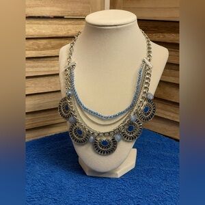 Silver and Blue Statement Necklace